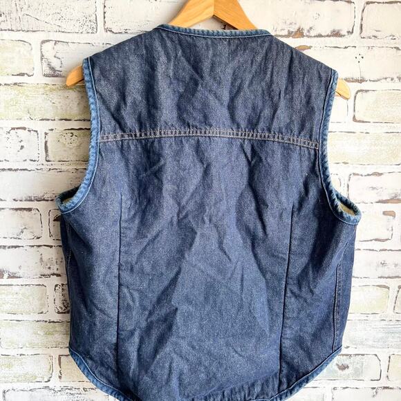 Vintage 70’s Sears Roebucks Sherpa Lined Jean Vest Size Large 20x25 preowned - Picture 2 of 5
